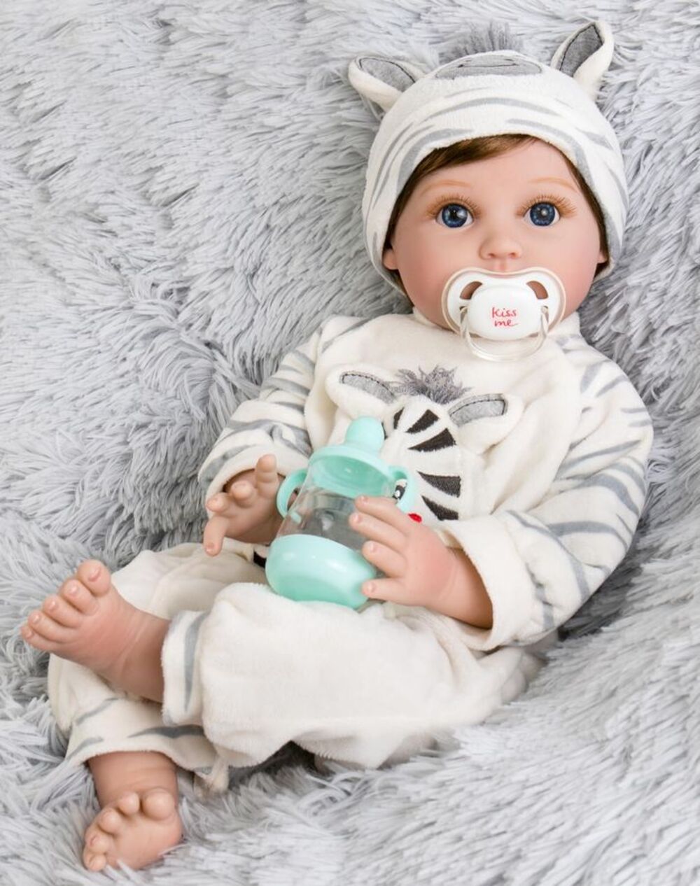 Aori Reborn Baby Doll 22" Realistic Newborn Boy Weighted Soft Body Zebra Outfit